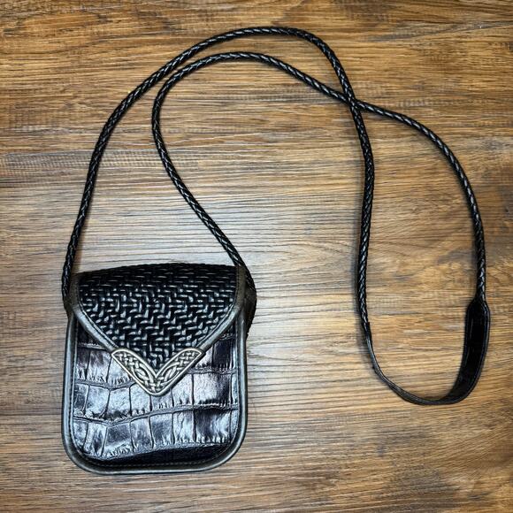 Brighton mini saddle purse woven crossbody leather bag VINTAGE 1995 - Picture 1 of 10